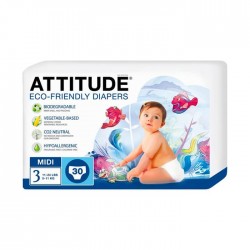 Pañales desechables 3 (4 a 9 kg) Attitude 30 ud