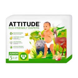 Pañales desechables 5 (+ 12 kg) Attitude 22 ud