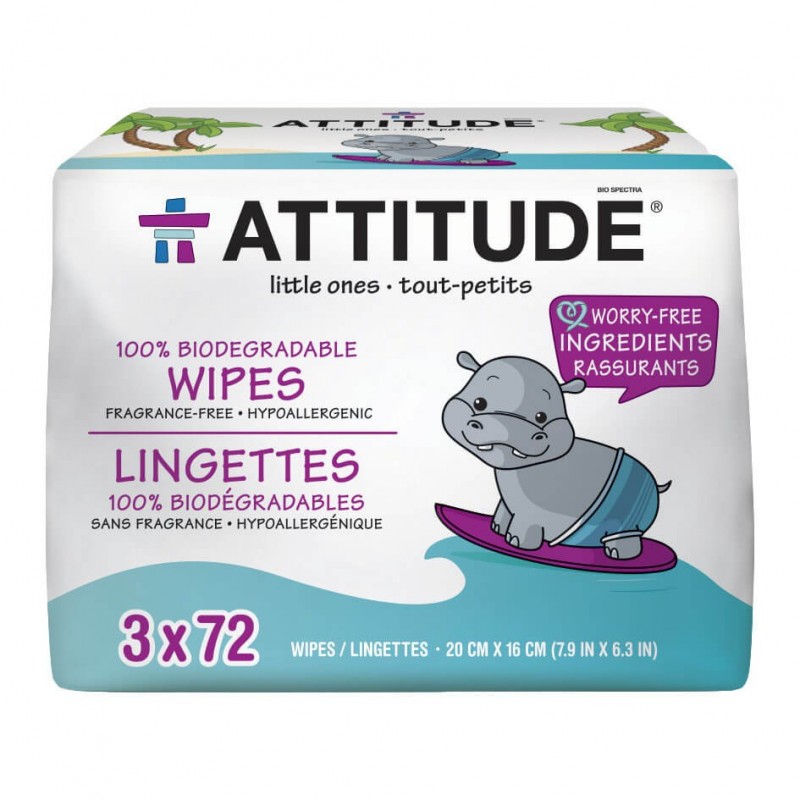 Attitude Toallitas para Bebé Paquete Pack de Ahorro, 216 unidades